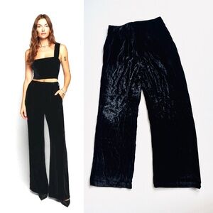 Reformation black velvet wide leg trouser pants size 4P